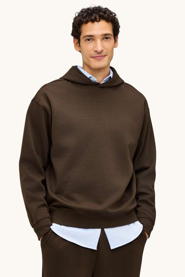 Hommes - Sweat à capuche - marron foncé