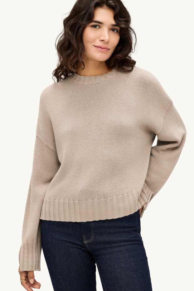 Dames - Trui met kasjmiergehalte - licht beige