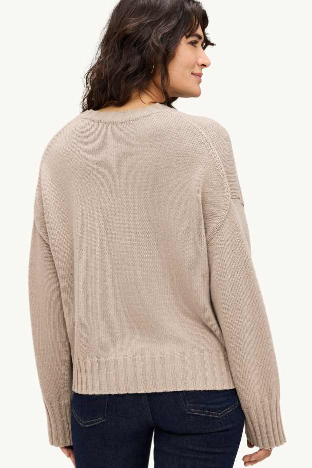 Dames - Trui met kasjmiergehalte - licht beige