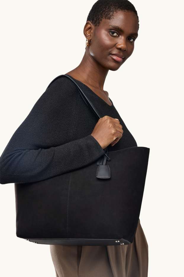 Women - Large shopper - faux suede - black