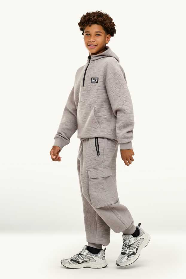 Enfants garçons - Pantalon de jogging cargo pour bébé - finition texturée - gris clair