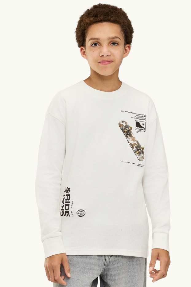 Copii - Băieți - Skater - tricou cu mânecă lungă - alb