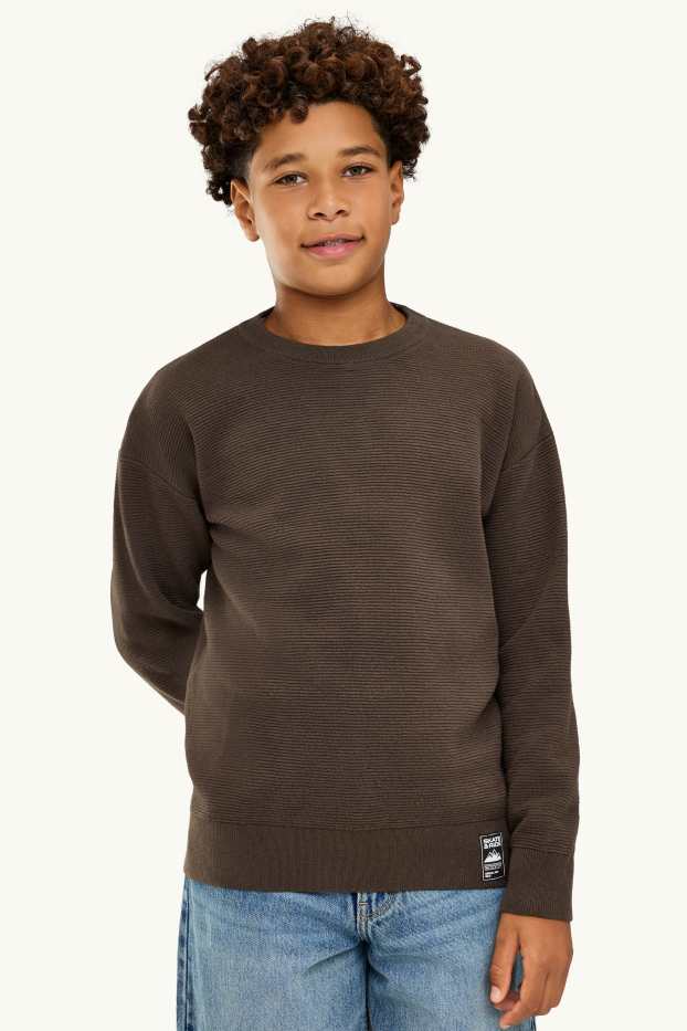 Kinder Jungen - Pullover - gerippt - braun