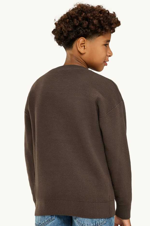 Kinder Jungen - Pullover - gerippt - braun