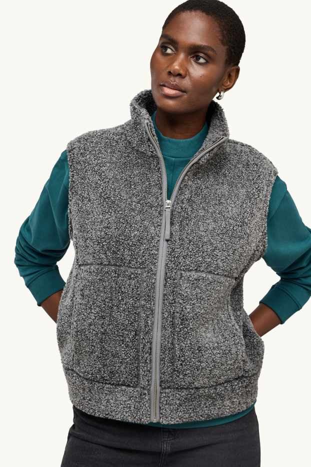 Femei - Veste de fleece - gri melanj