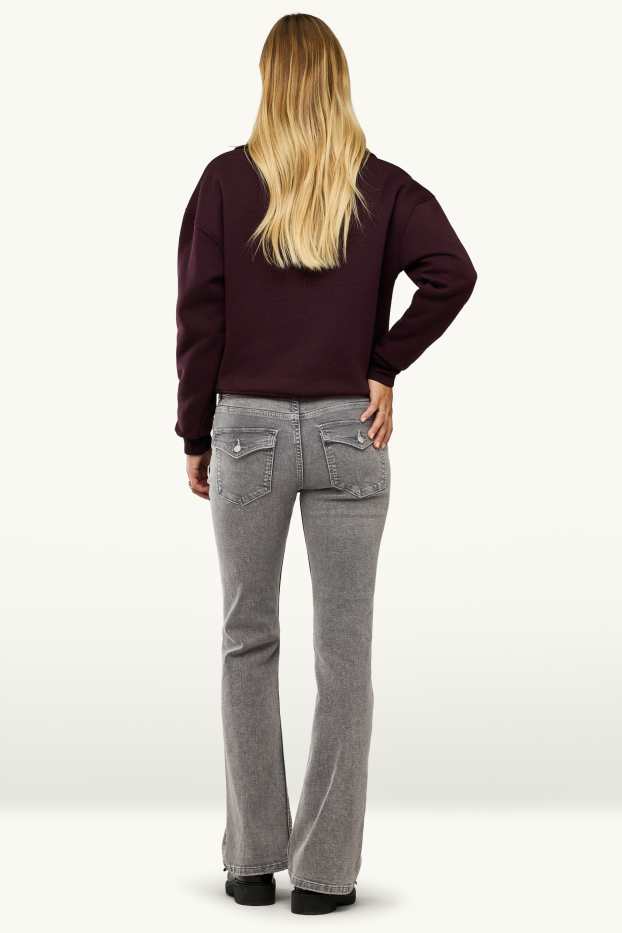 Femei - Flared jeans - talie medie - denim-gri