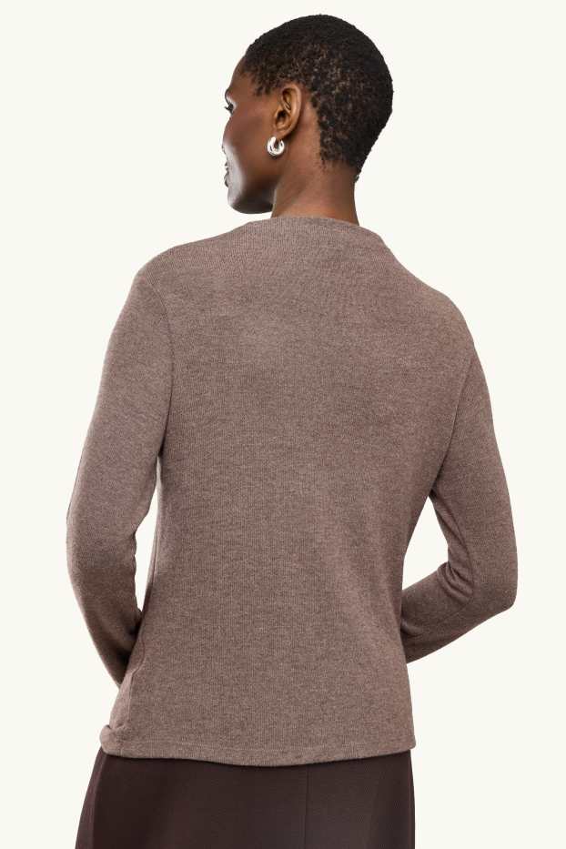Femmes - Haut à manches longues - slim fit - taupe