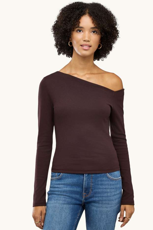 Donna - Maglia a maniche lunghe - marrone scuro