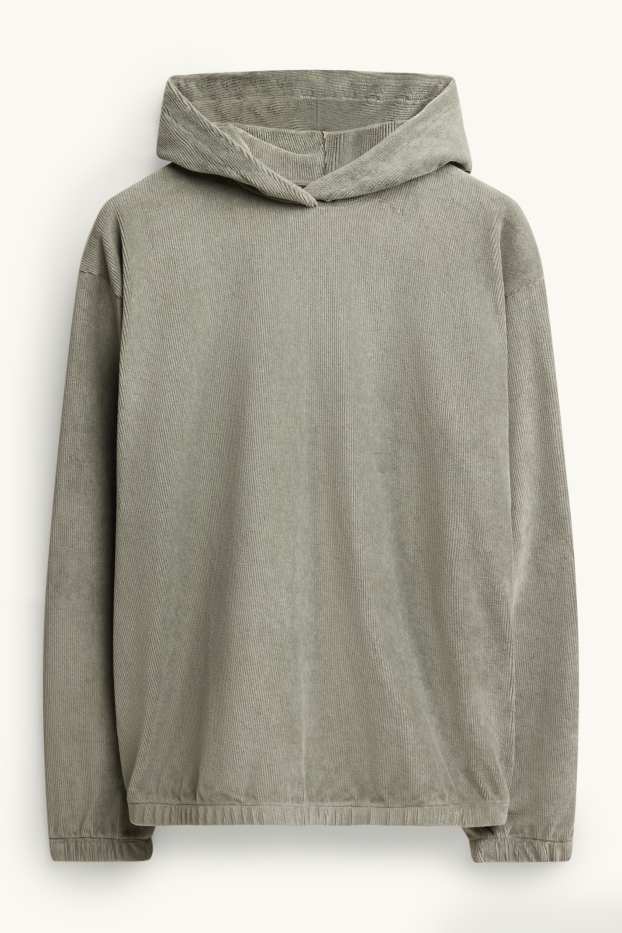 Heren - Hoodie - ribstof - groen