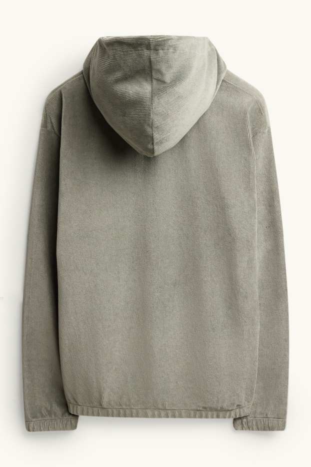 Heren - Hoodie - ribstof - groen