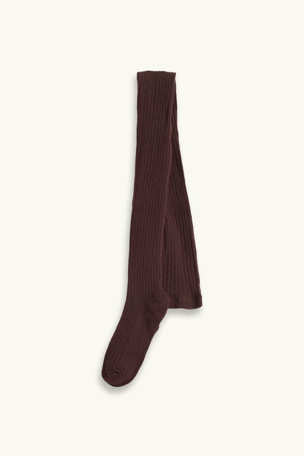 Enfants filles - Ensemble - jupe et collants - 2 pièces - faux suède - marron clair