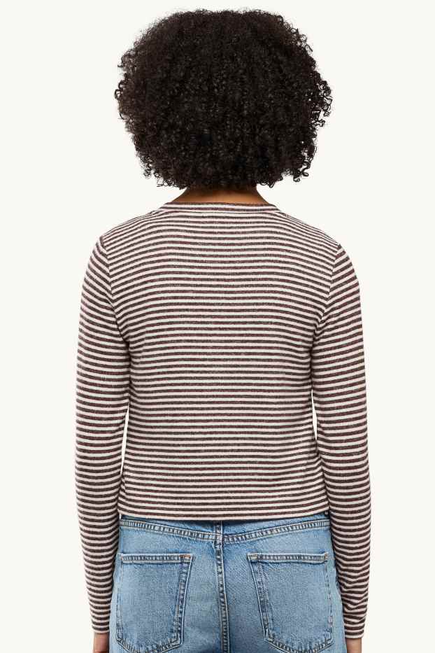 Women - Cardigan - striped - brown / cremewhite