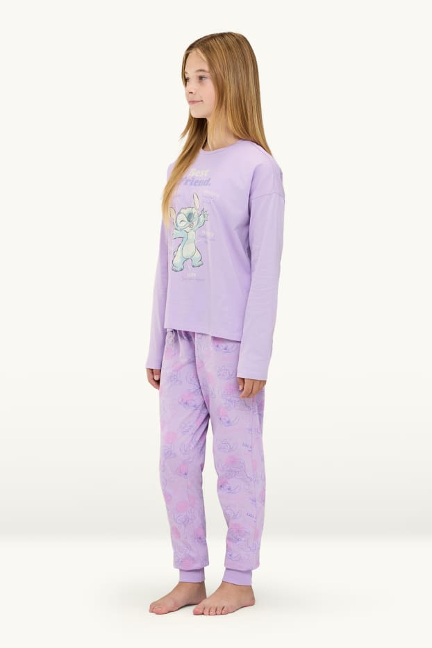 Copii - Fete - Lilo & Stitch - pijama - 2 piese - aspect lucios - mov