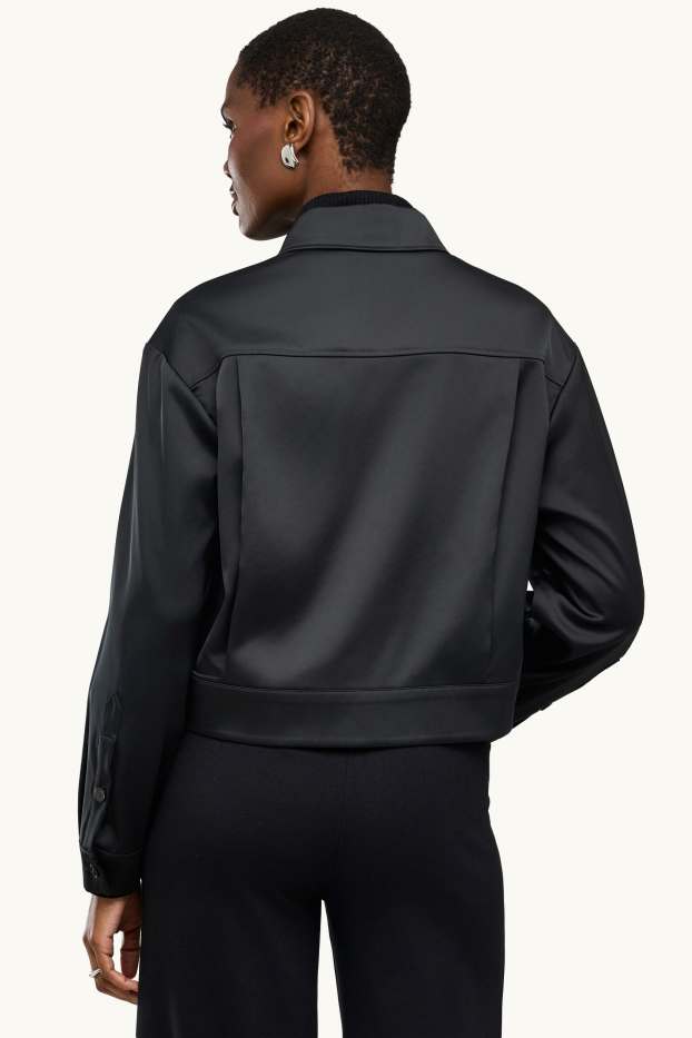 Women - Satin bomber jacket - black