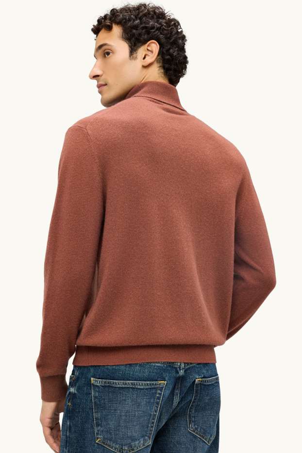 Hommes - Pull à col roulé en cachemire - rouille