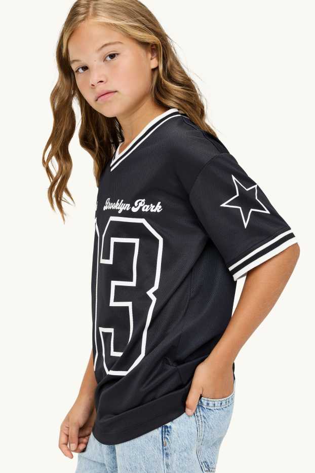 Children Girls - New York - short sleeve T-shirt - oversized - black / white