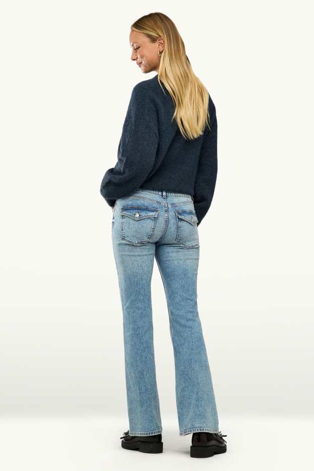 Femei - Flared jeans - talie medie - LYCRA® - denim-albastru
