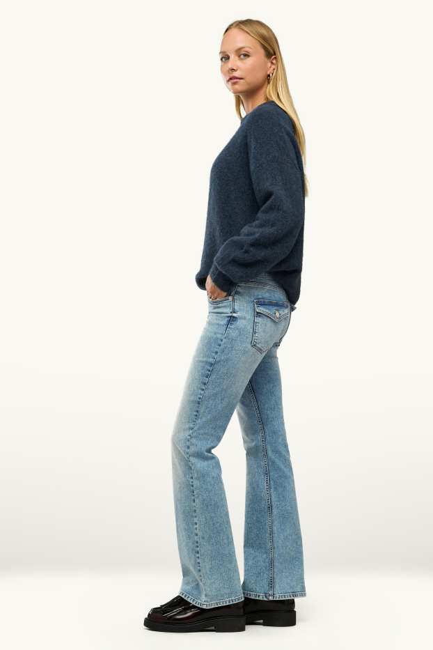 Femei - Flared jeans - talie medie - LYCRA® - denim-albastru