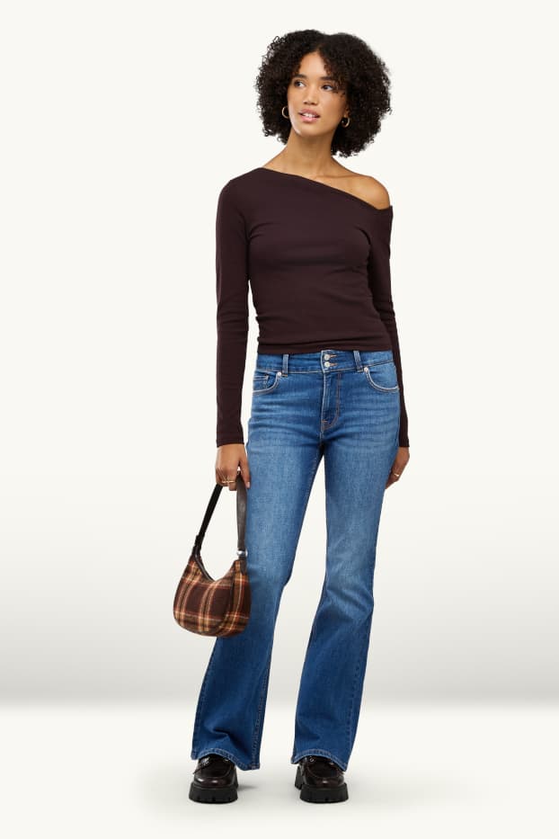 Women - Flared jeans - mid-rise waist - LYCRA ® - blue denim