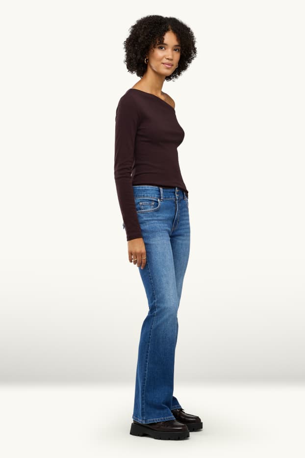 Women - Flared jeans - mid-rise waist - LYCRA ® - blue denim