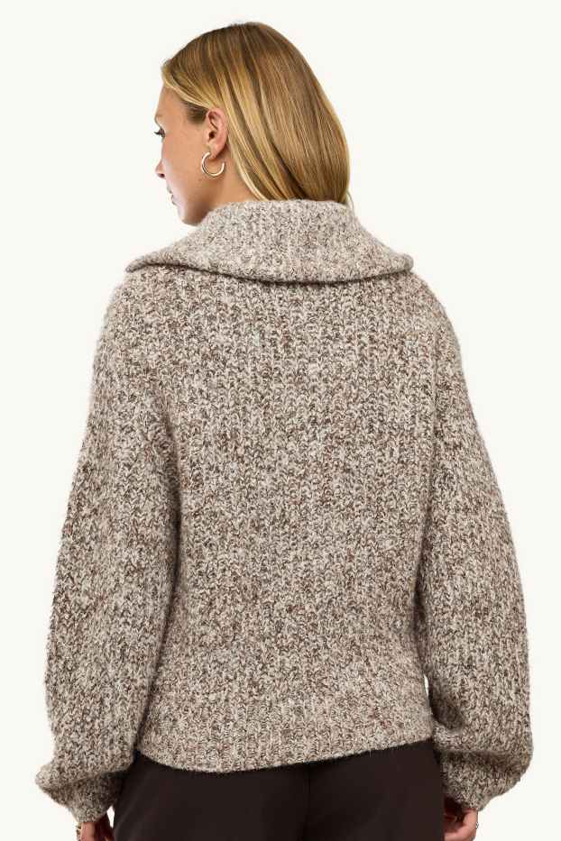 Femei - Cardigan tricotat - reiat - bej melanj