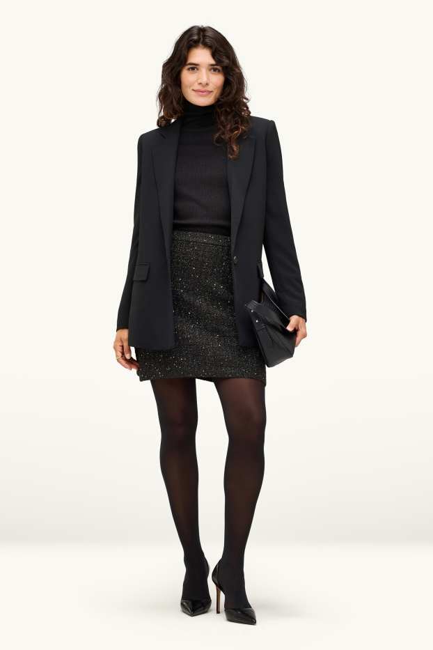 Dames - Minirok - glanseffect - zwart