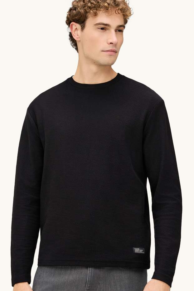 Bărbați - Tricou cu mânecă lungă - relaxed fit - negru