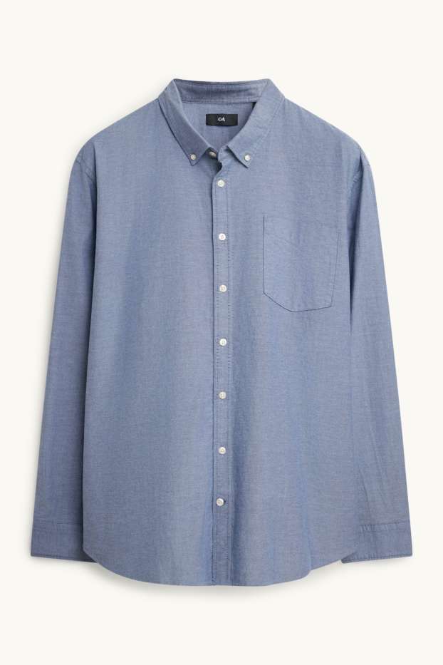 Men - Shirt - regular fit - button-down collar - blue