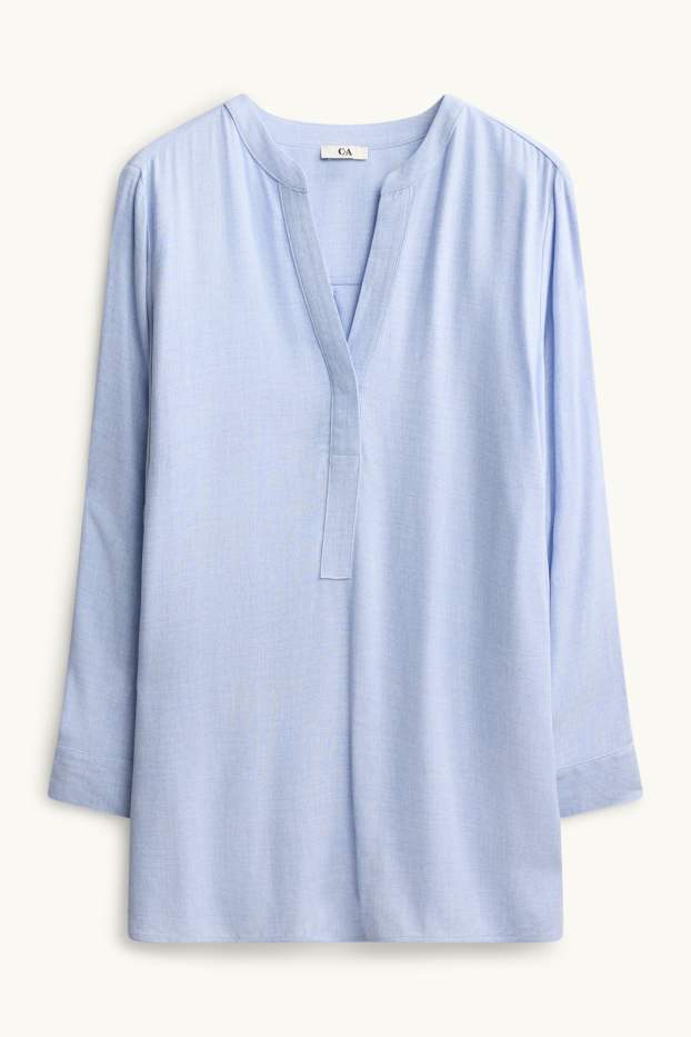 Dona - Brusa amb el coll en punta - blau clar