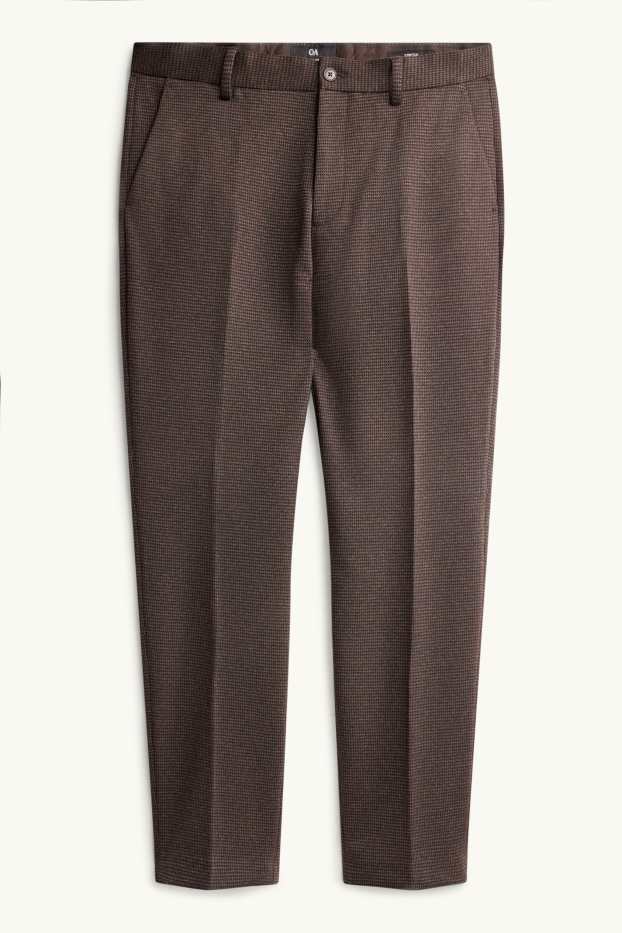 Hommes - Pantalon de costume - slim fit - texturé - marron foncé
