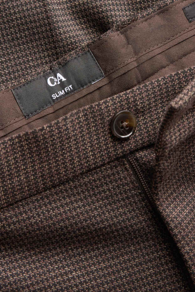 Hommes - Pantalon de costume - slim fit - texturé - marron foncé