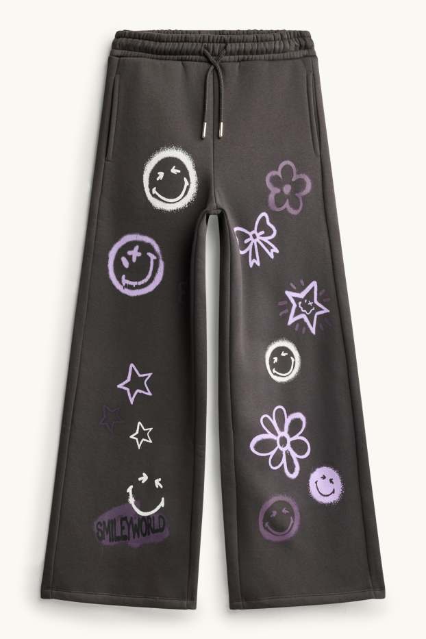 Enfants filles - SmileyWorld® - ensemble - sweat à capuche et pantalon de jogging - 2 pièces - gris foncé