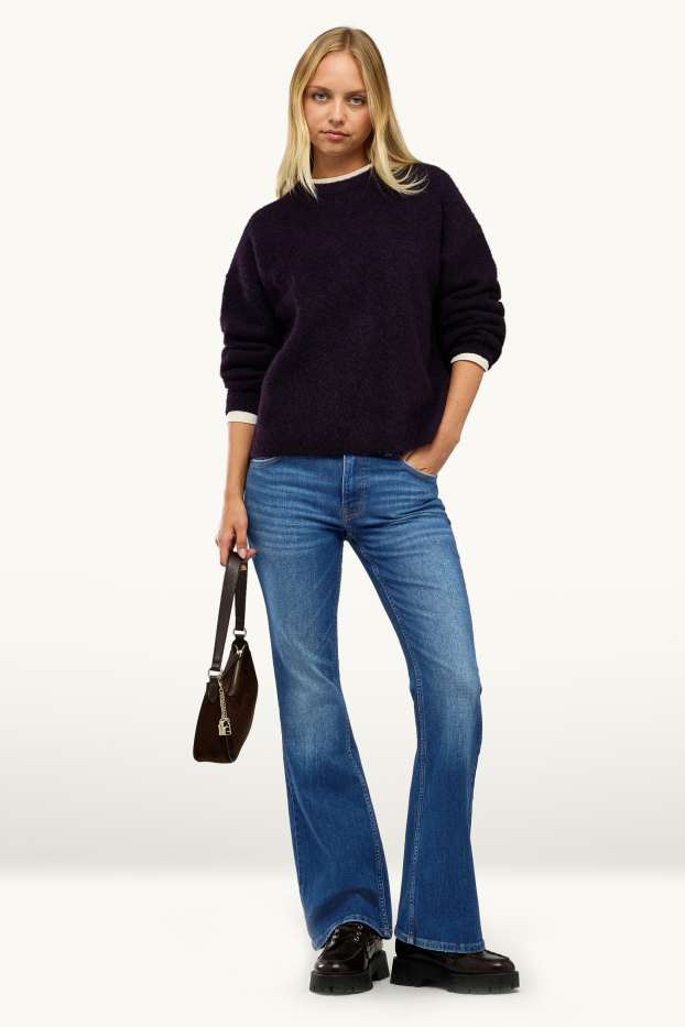 Women - Flared jeans - mid-rise waist - LYCRA ® - blue denim