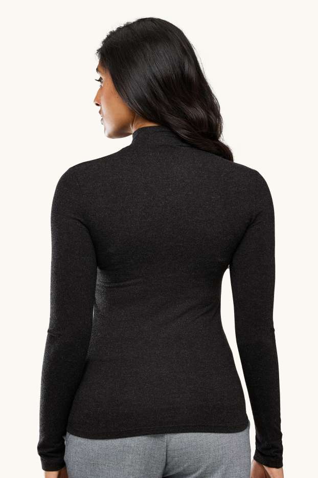 Damen - Langarmshirt  - dunkelgrau-melange