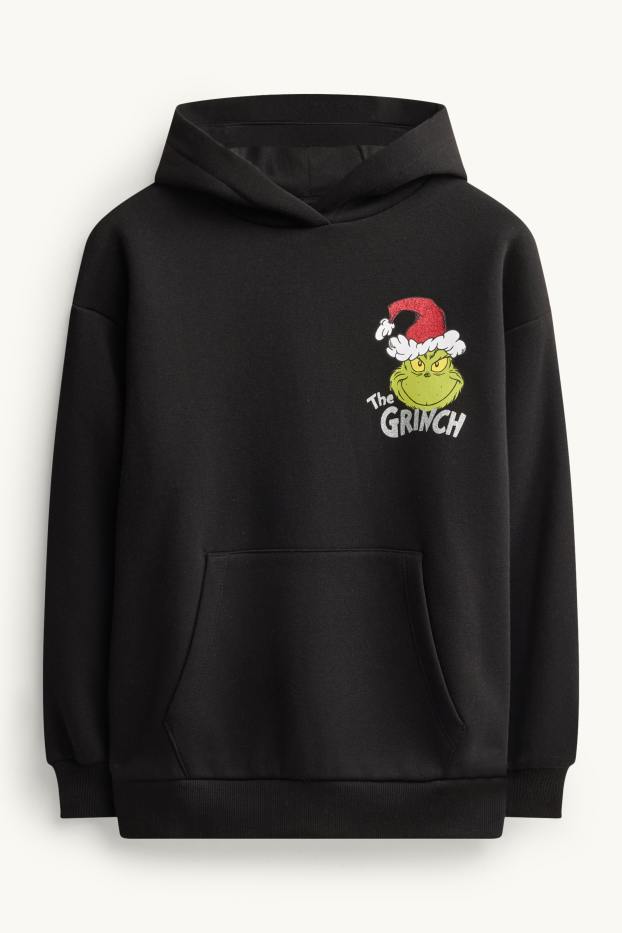 Kinder Mädchen - Der Grinch - Weihnachts-Hoodie - Glanz-Effekt - schwarz