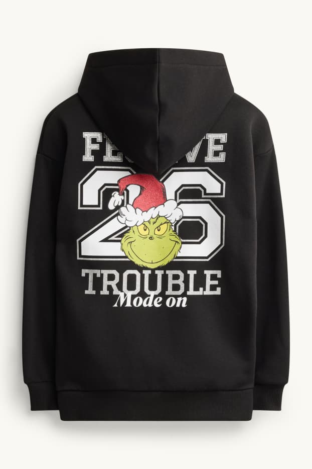 Kinder Mädchen - Der Grinch - Weihnachts-Hoodie - Glanz-Effekt - schwarz