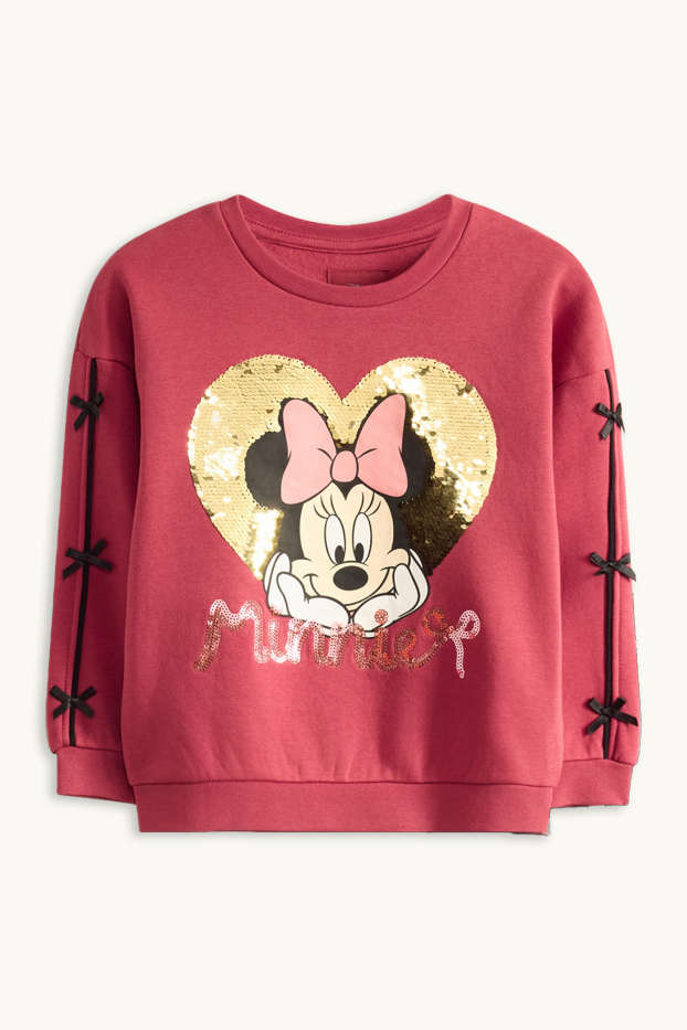 Children Girls - Minnie Mouse - set - sweatshirt and leggings - 2 piece - bordeaux / black