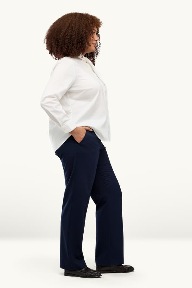 Damen - Business-Hose - Mid Waist - Straight Fit - Mix & Match - dunkelblau