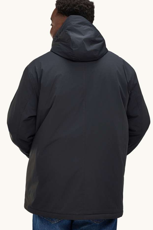 Men - Parka with hood - lined - water-repellent - black