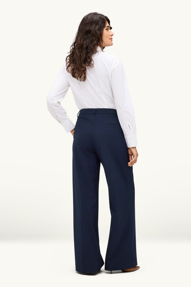Femmes - Pantalon de bureau - mid waist - regular fit - bleu foncé