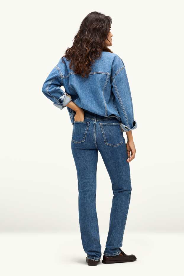 Damen - Straight Jeans - High Waist - jeansblau