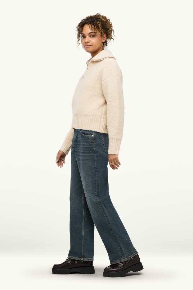Dames - Baggy jeans - mid waist - jeansdonkerblauw