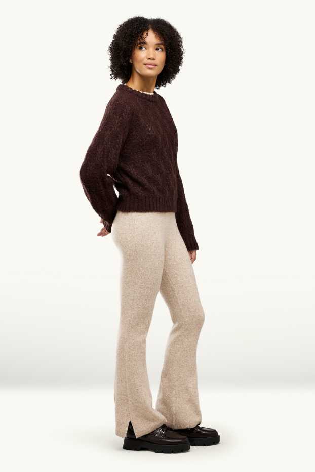 Donna - Pantaloni sportivi in maglia - beige melange