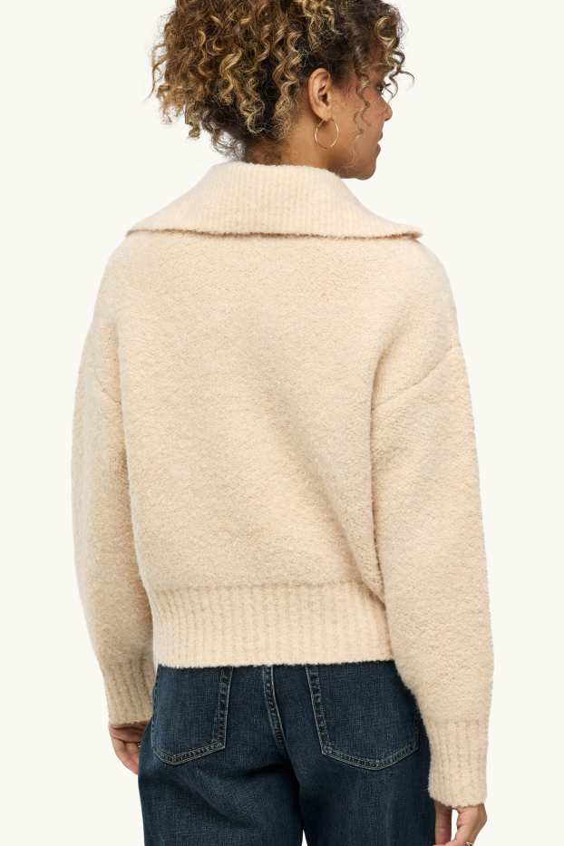 Damen - Strickjacke - cremefarben