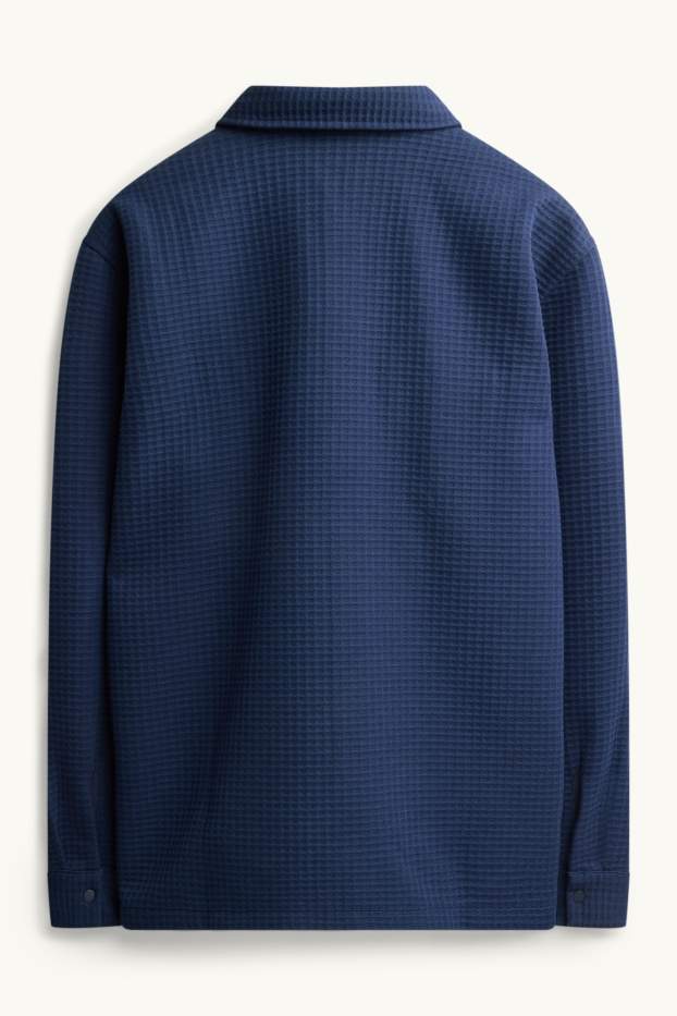 Hommes - Veste-chemise - relaxed fit - col kent - finition texturée - bleu foncé