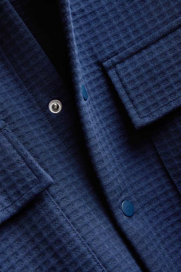 Hommes - Veste-chemise - relaxed fit - col kent - finition texturée - bleu foncé