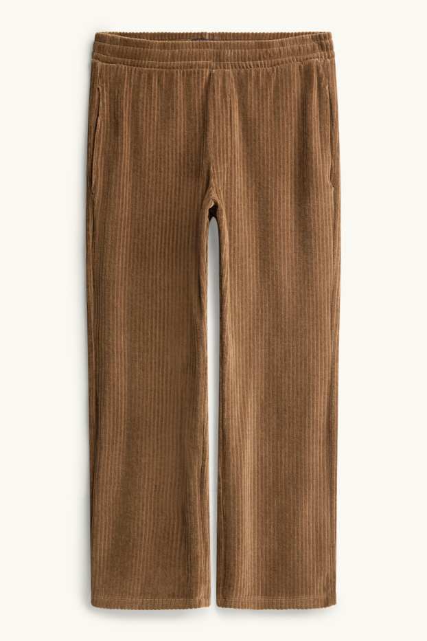 Bărbați - Pantaloni de trening - relaxed fit - reiați - maro