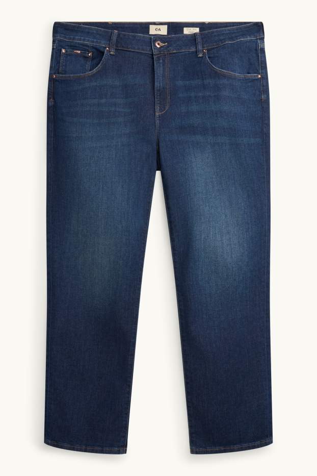 Femei - Straight jeans - talie medie - LYCRA® - denim-albastru închis