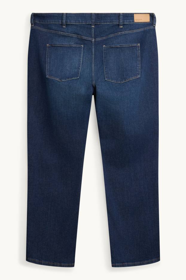 Femei - Straight jeans - talie medie - LYCRA® - denim-albastru închis