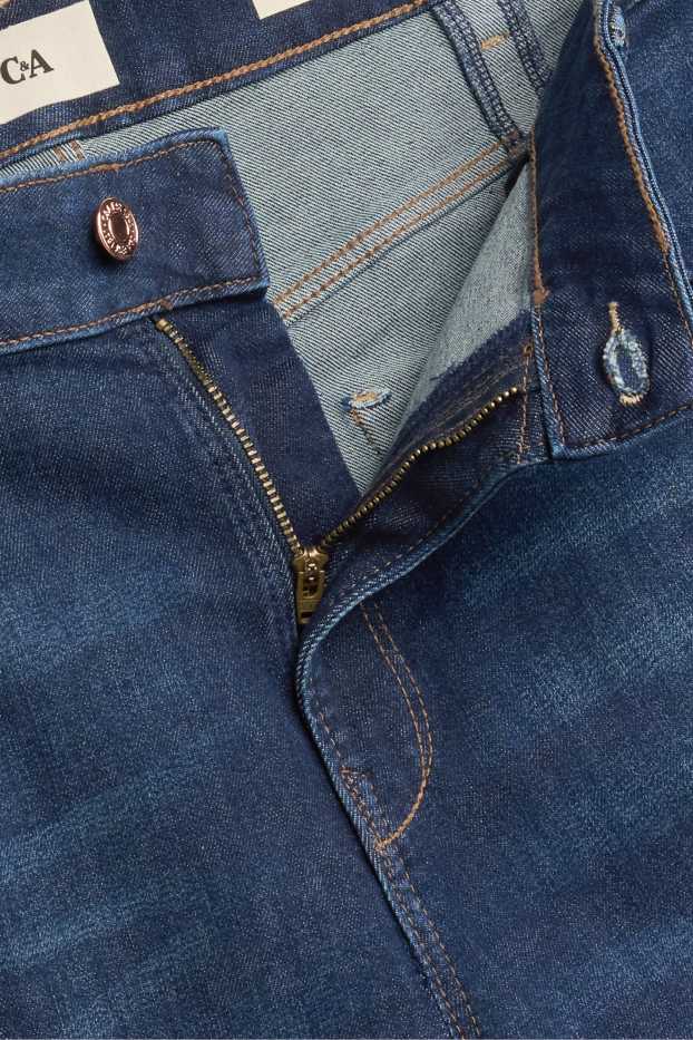 Femei - Straight jeans - talie medie - LYCRA® - denim-albastru închis